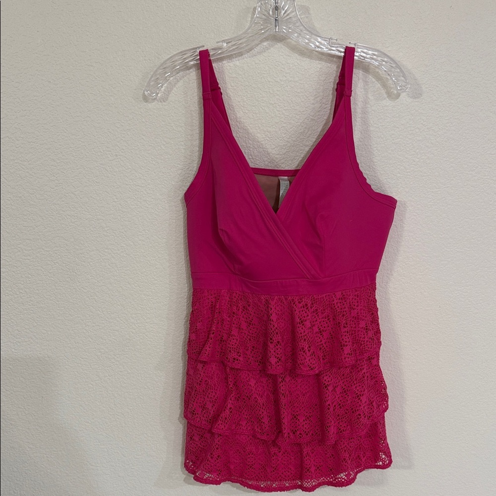 Cacique Pink Swim Top Size 18 EUC